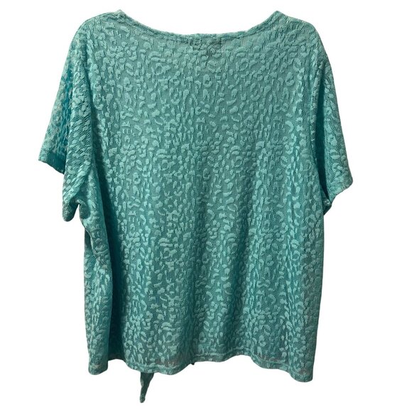 C.D. Daniels 2X Turquoise Short Sleeve Tie-Front Top blouse - Picture 8 of 12
